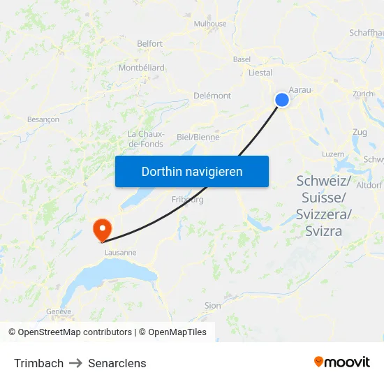 Trimbach to Senarclens map