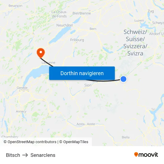 Bitsch to Senarclens map