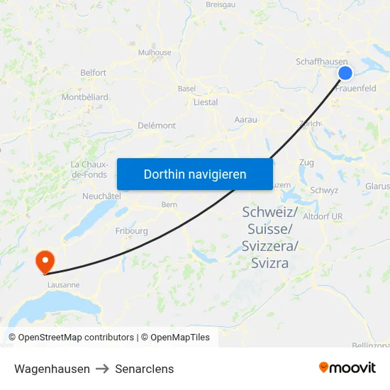 Wagenhausen to Senarclens map