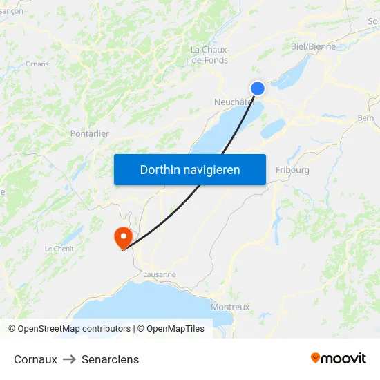 Cornaux to Senarclens map