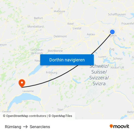 Rümlang to Senarclens map