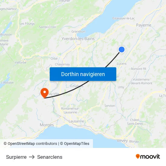 Surpierre to Senarclens map