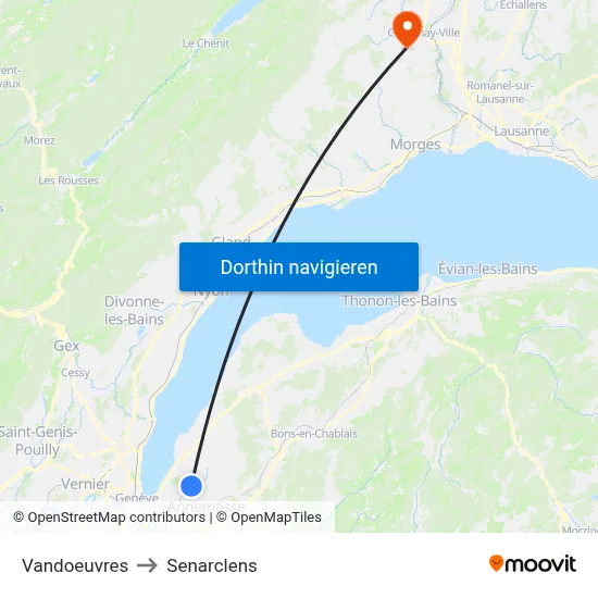 Vandoeuvres to Senarclens map