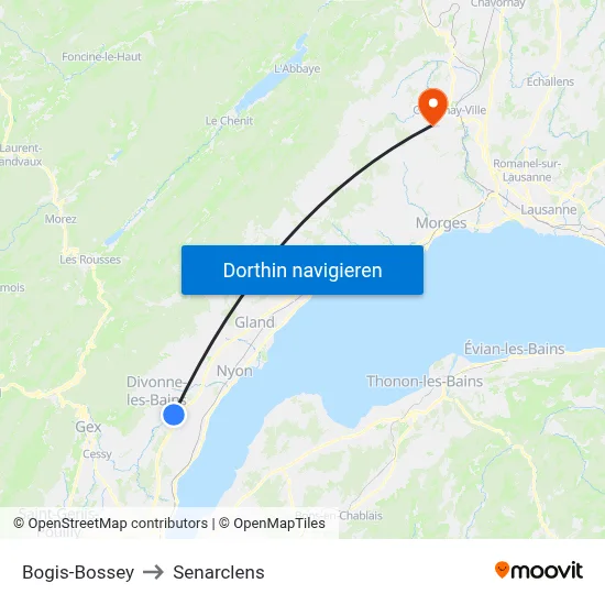 Bogis-Bossey to Senarclens map