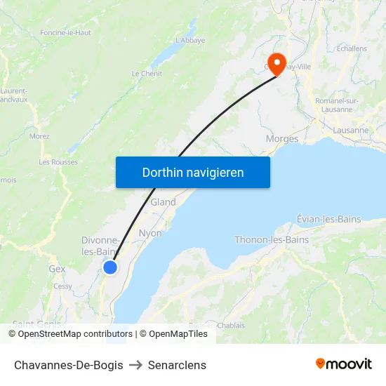 Chavannes-De-Bogis to Senarclens map