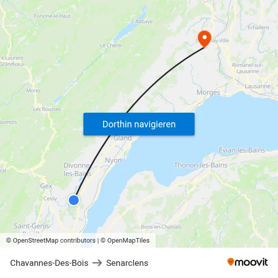 Chavannes-Des-Bois to Senarclens map