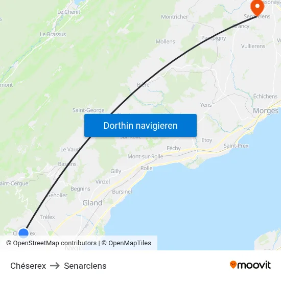 Chéserex to Senarclens map