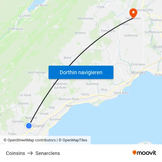 Coinsins to Senarclens map