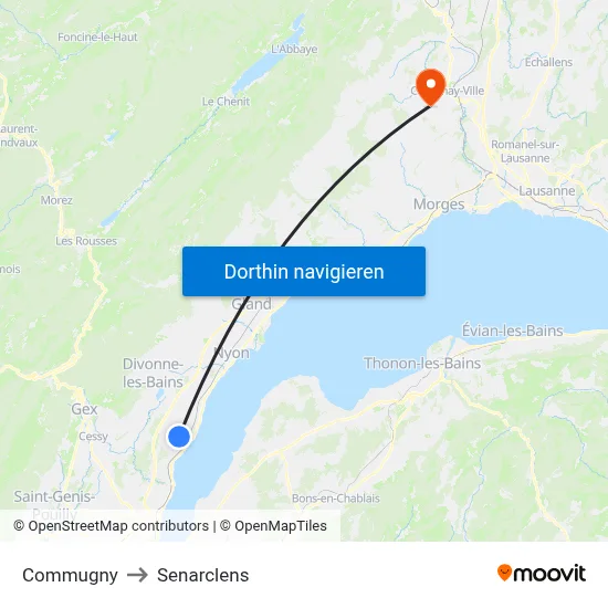 Commugny to Senarclens map