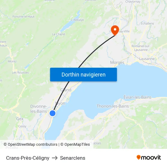 Crans-Près-Céligny to Senarclens map