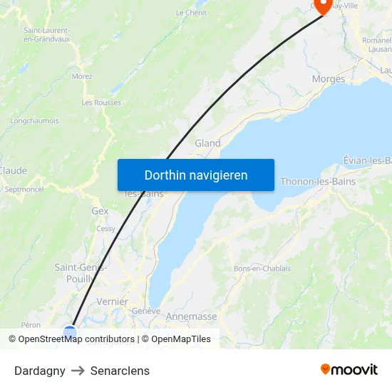 Dardagny to Senarclens map
