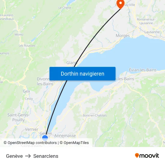 Genève to Senarclens map