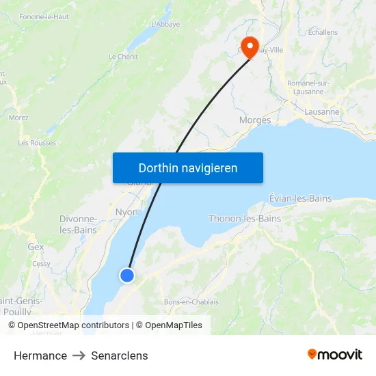 Hermance to Senarclens map