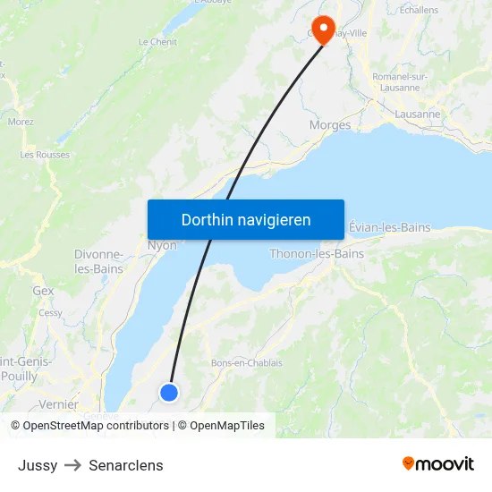 Jussy to Senarclens map