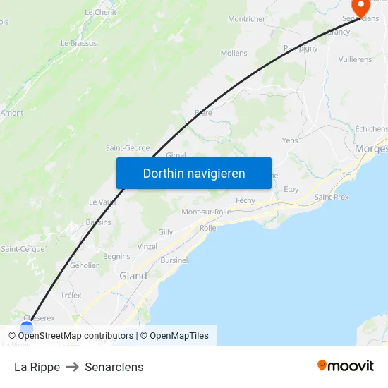 La Rippe to Senarclens map