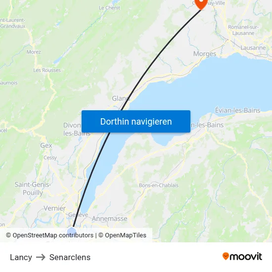 Lancy to Senarclens map