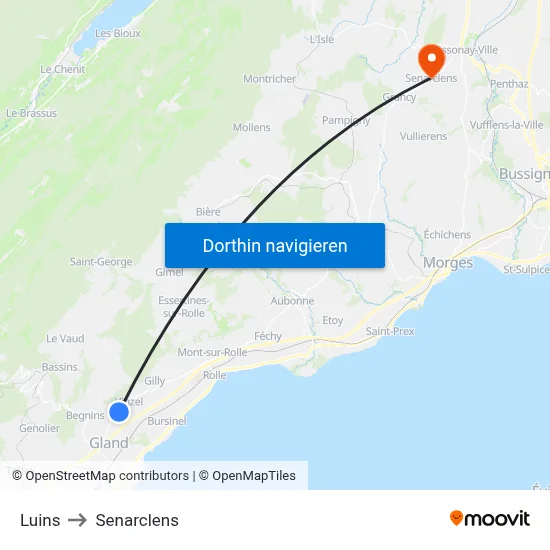 Luins to Senarclens map