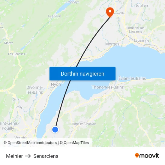 Meinier to Senarclens map