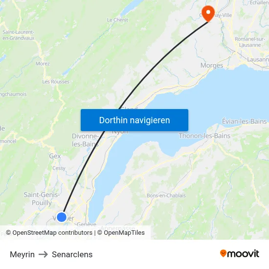 Meyrin to Senarclens map