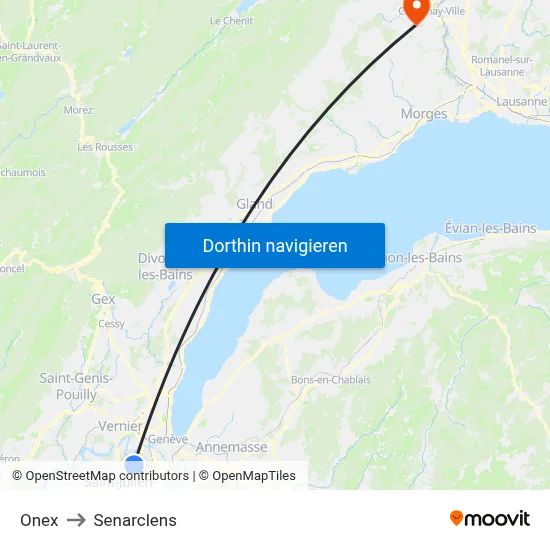 Onex to Senarclens map
