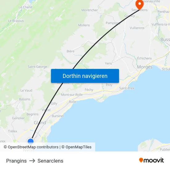 Prangins to Senarclens map