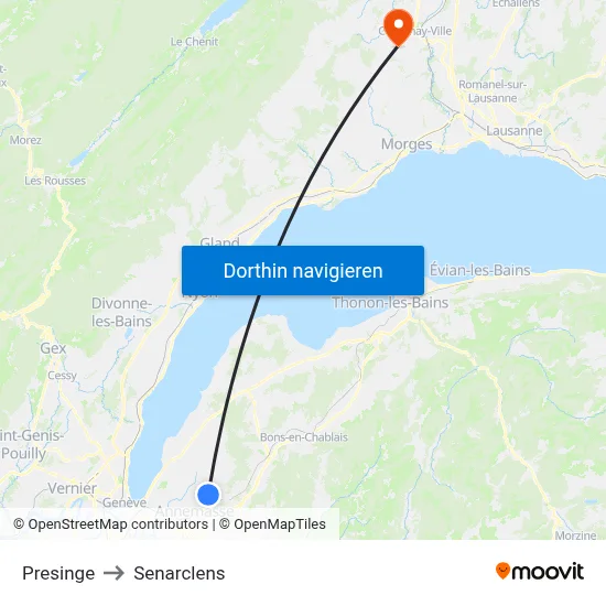 Presinge to Senarclens map