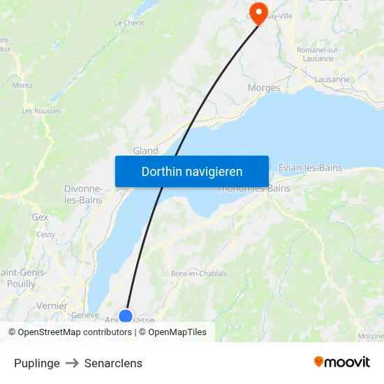 Puplinge to Senarclens map
