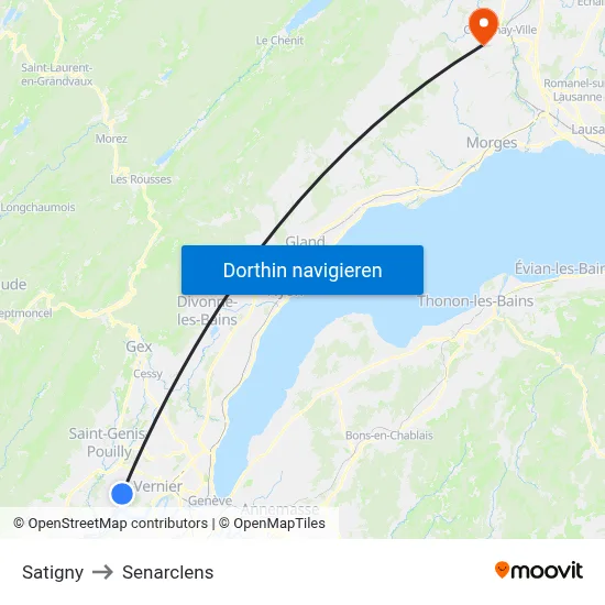 Satigny to Senarclens map