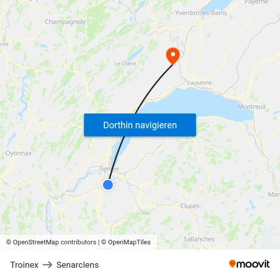 Troinex to Senarclens map