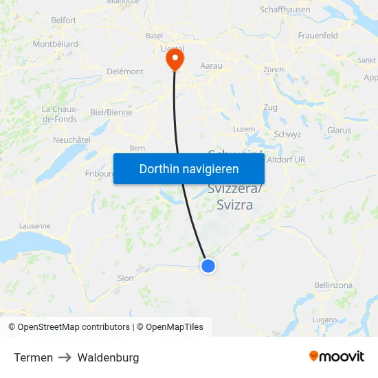 Termen to Waldenburg map