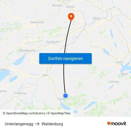 Unterlangenegg to Waldenburg map