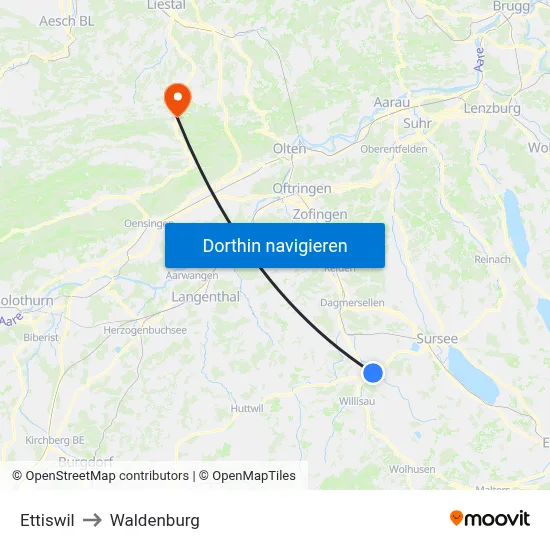 Ettiswil to Waldenburg map