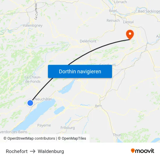 Rochefort to Waldenburg map
