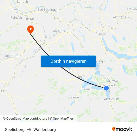 Seelisberg to Waldenburg map