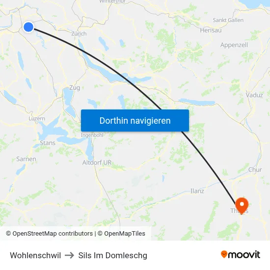 Wohlenschwil to Sils Im Domleschg map