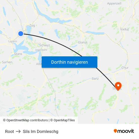 Root to Sils Im Domleschg map