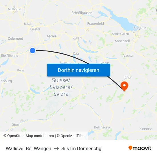 Walliswil Bei Wangen to Sils Im Domleschg map