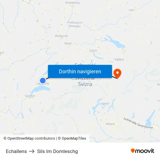 Echallens to Sils Im Domleschg map