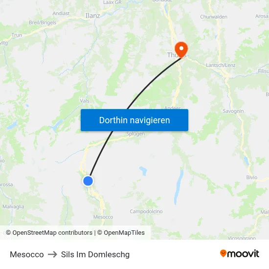 Mesocco to Sils Im Domleschg map