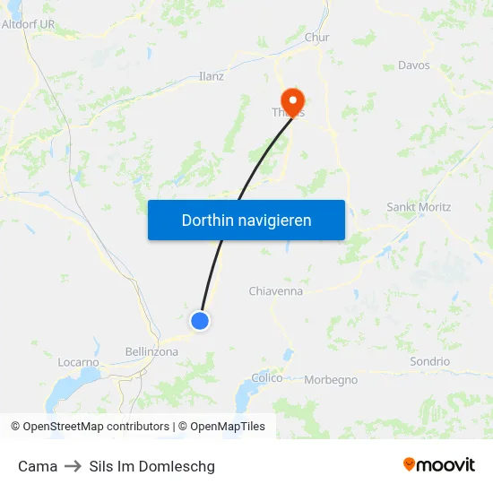 Cama to Sils Im Domleschg map