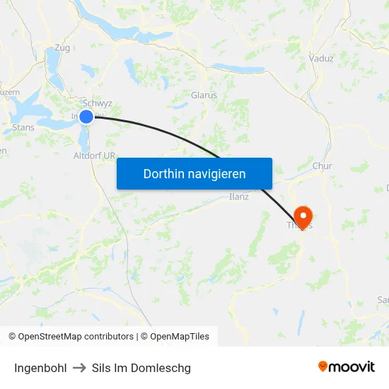 Ingenbohl to Sils Im Domleschg map