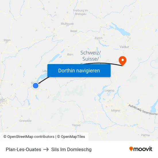 Plan-Les-Ouates to Sils Im Domleschg map