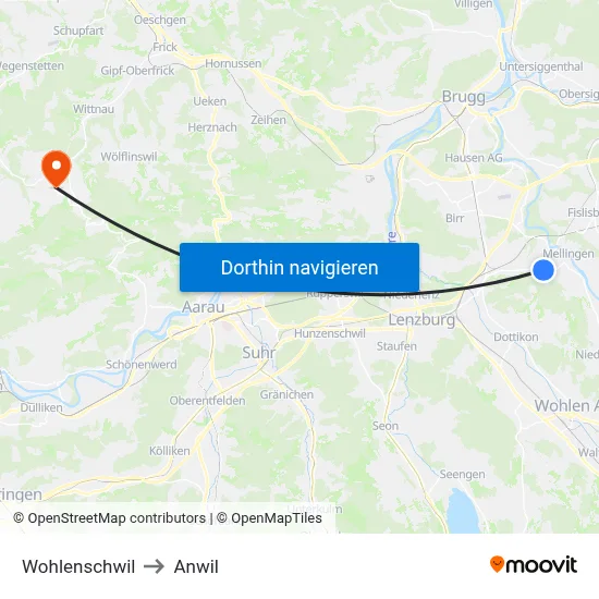 Wohlenschwil to Anwil map