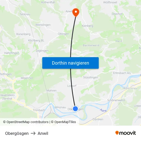 Obergösgen to Anwil map