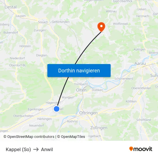 Kappel (So) to Anwil map