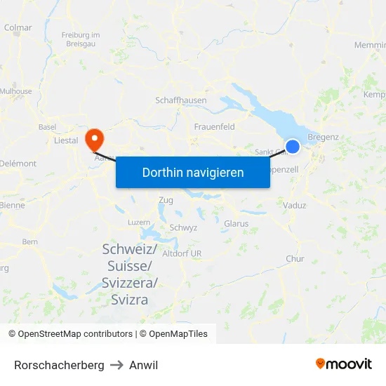 Rorschacherberg to Anwil map