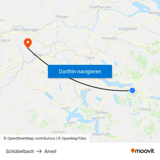 Schübelbach to Anwil map