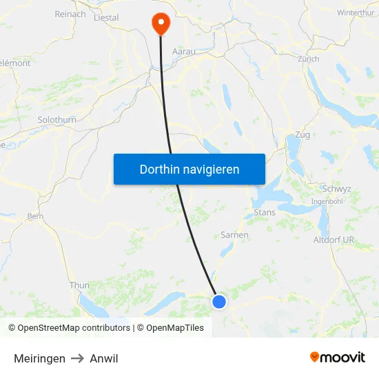 Meiringen to Anwil map
