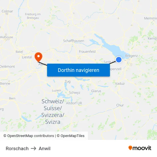 Rorschach to Anwil map