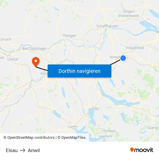Elsau to Anwil map